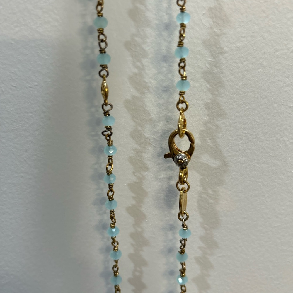 Henri Bendel Blue and Gold Necklace with Dainty Beads - Picture 2 of 3